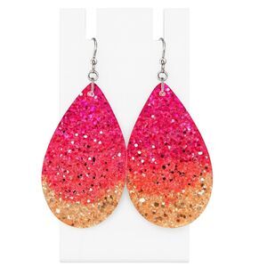 Multicolor Glitter Teardrop Earrings Sparkly Dangle Drop Statement Festival NEW